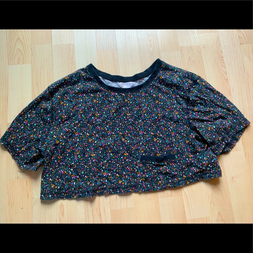 UO Black 80s Style Crop Top with Pocket